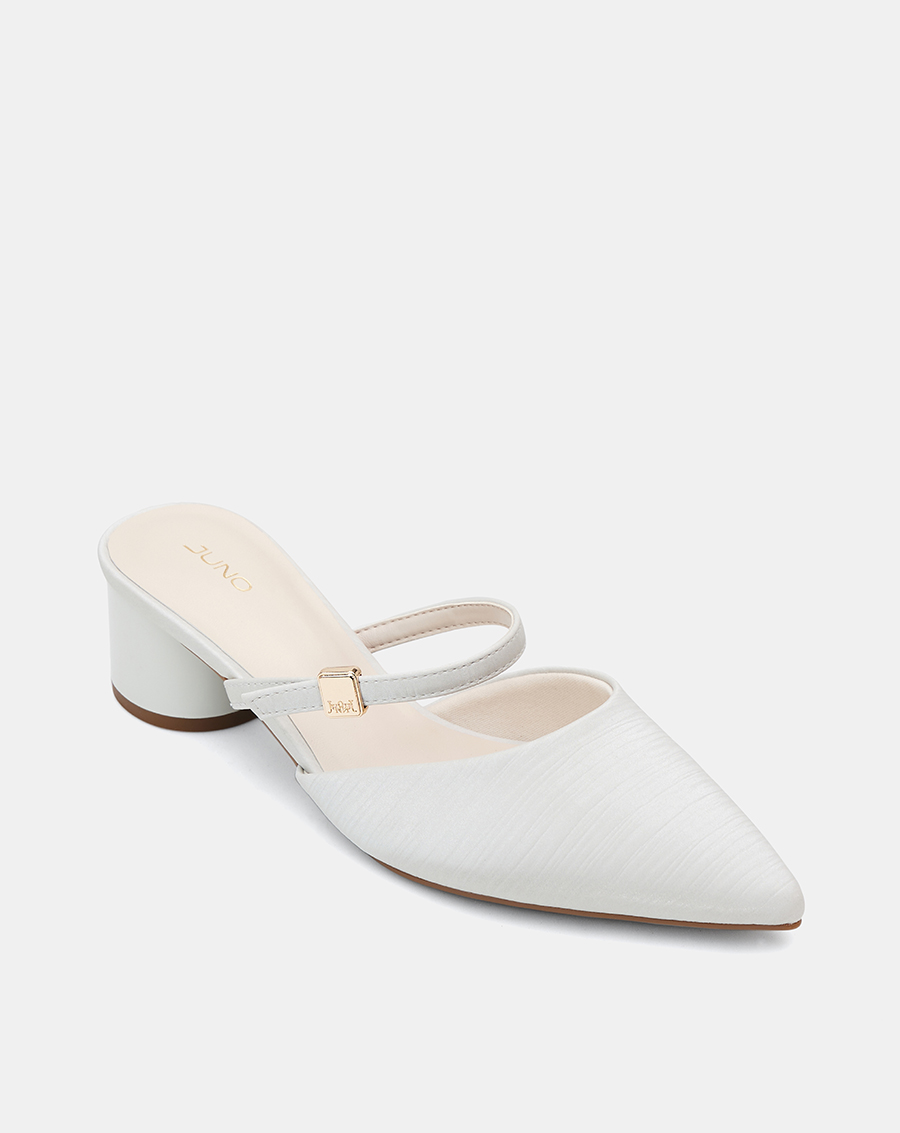 Giày Cao Gót Sục Gót Trụ Thấp Phối Quai Ngang - Image 6