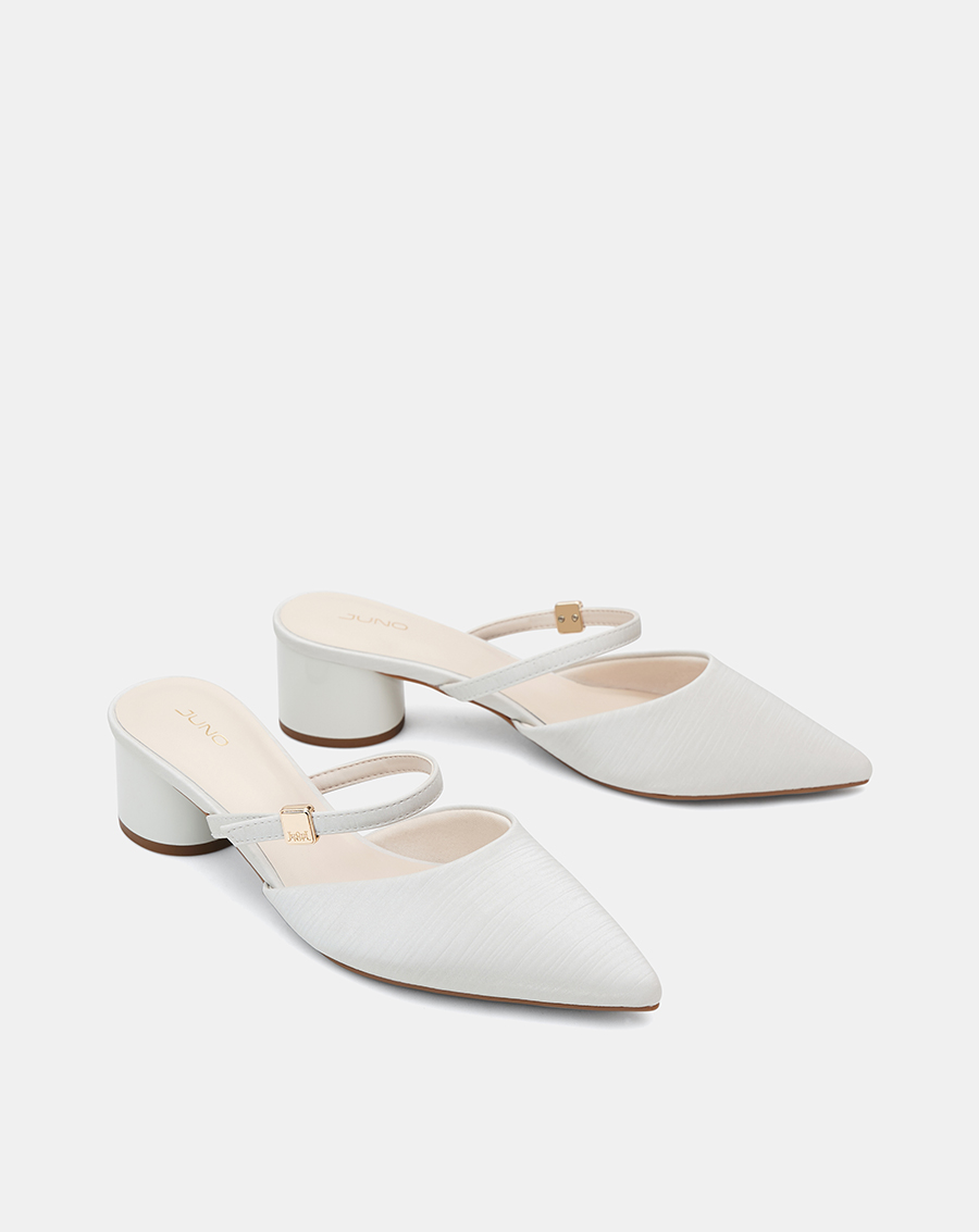 Giày Cao Gót Sục Gót Trụ Thấp Phối Quai Ngang - Image 7