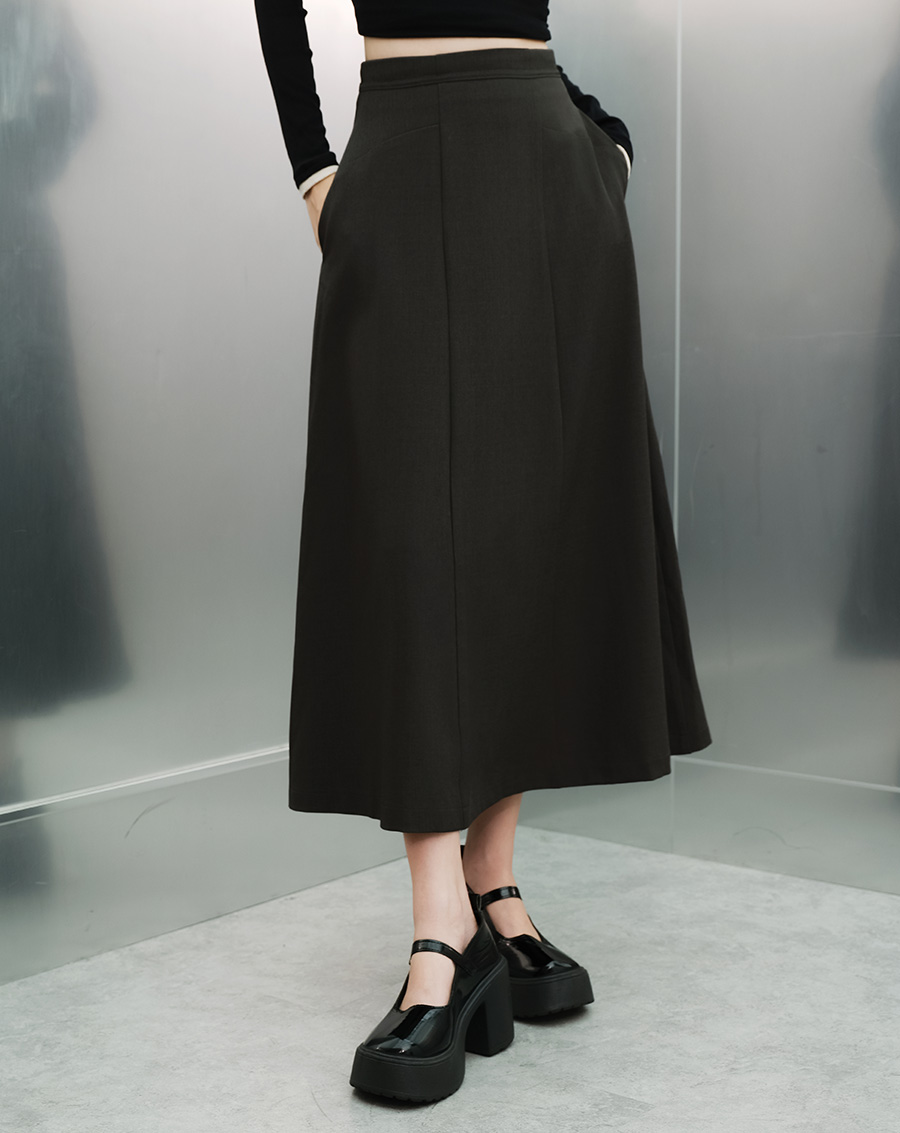 Chân váy midi phối viền lưng - Image 2