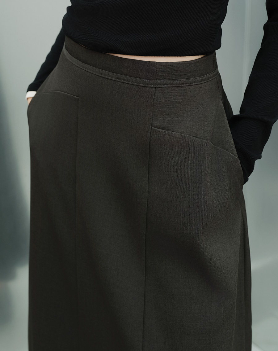 Chân váy midi phối viền lưng - Image 4