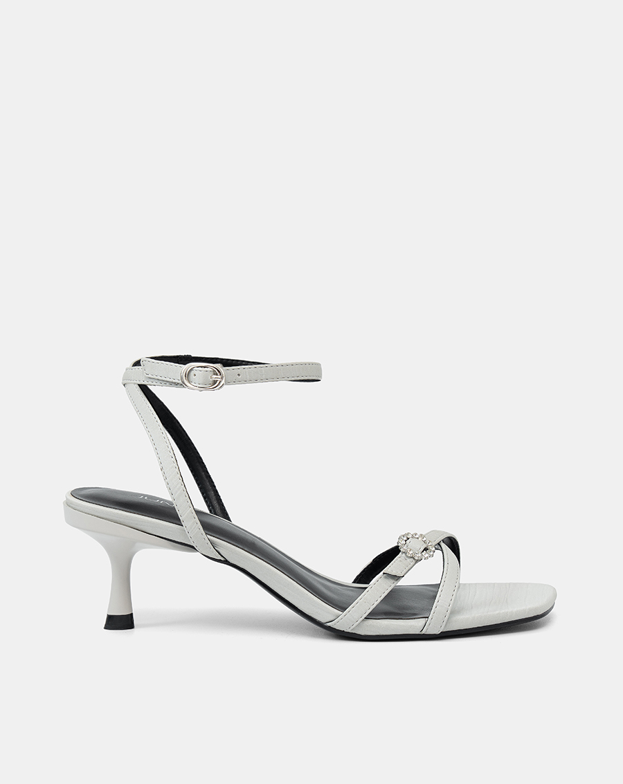Giày Sandal Cao Gót Quai Chéo Buckle Đính Đá - Image 1