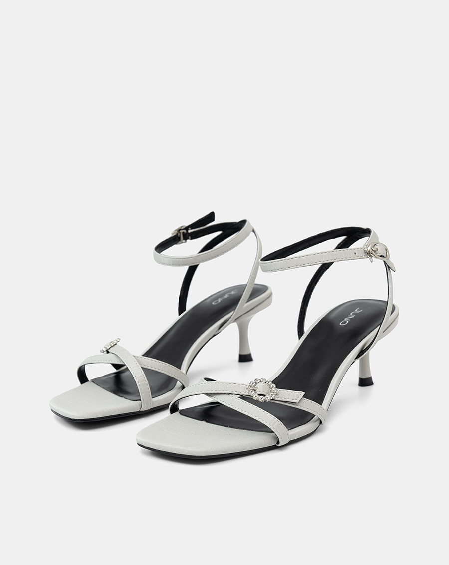Giày Sandal Cao Gót Quai Chéo Buckle Đính Đá - Image 4