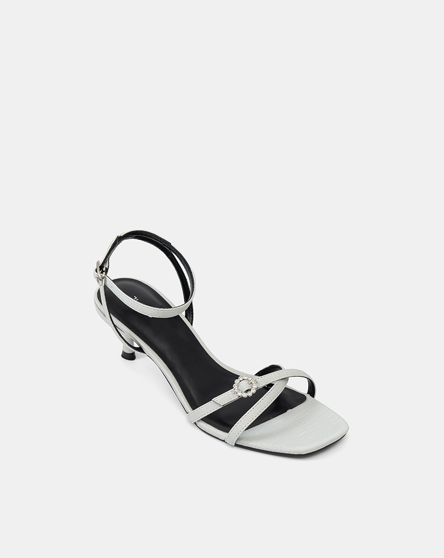 Giày Sandal Cao Gót Quai Chéo Buckle Đính Đá - Image 6