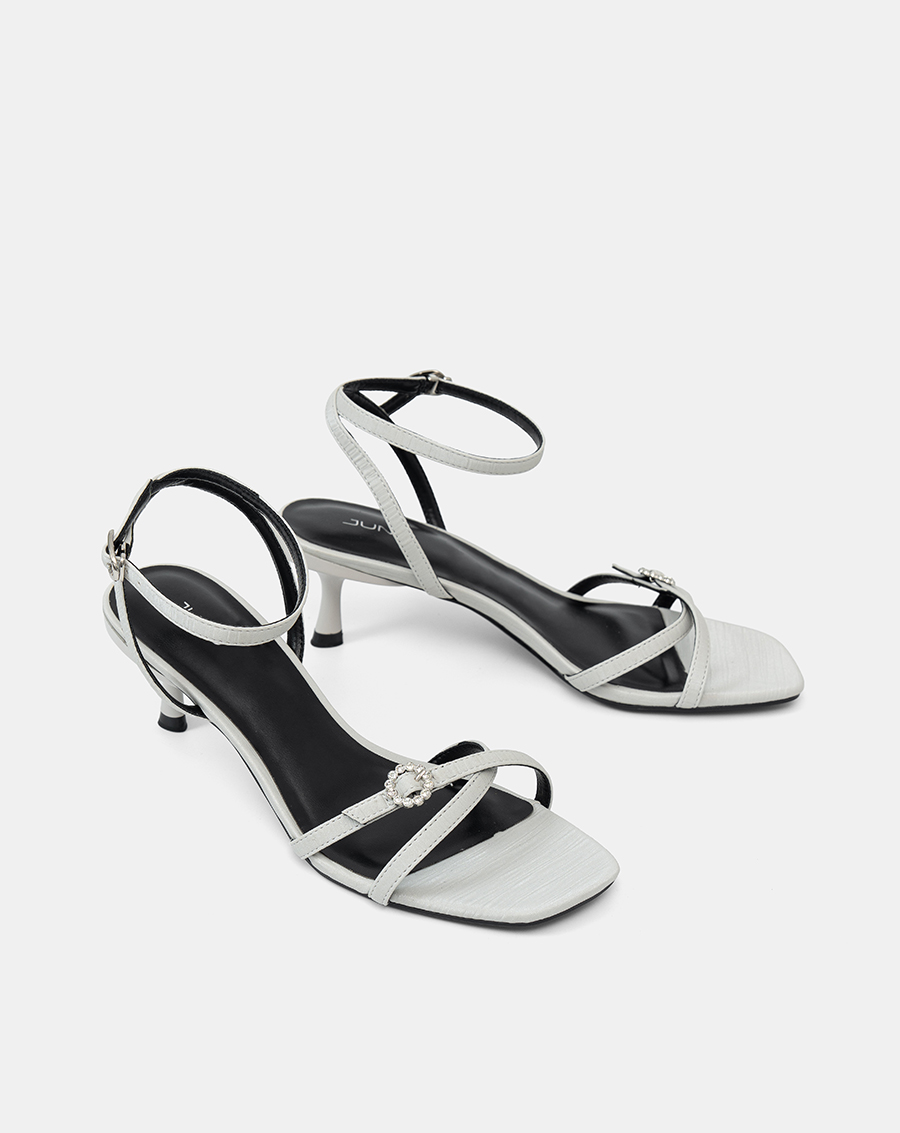 Giày Sandal Cao Gót Quai Chéo Buckle Đính Đá - Image 7
