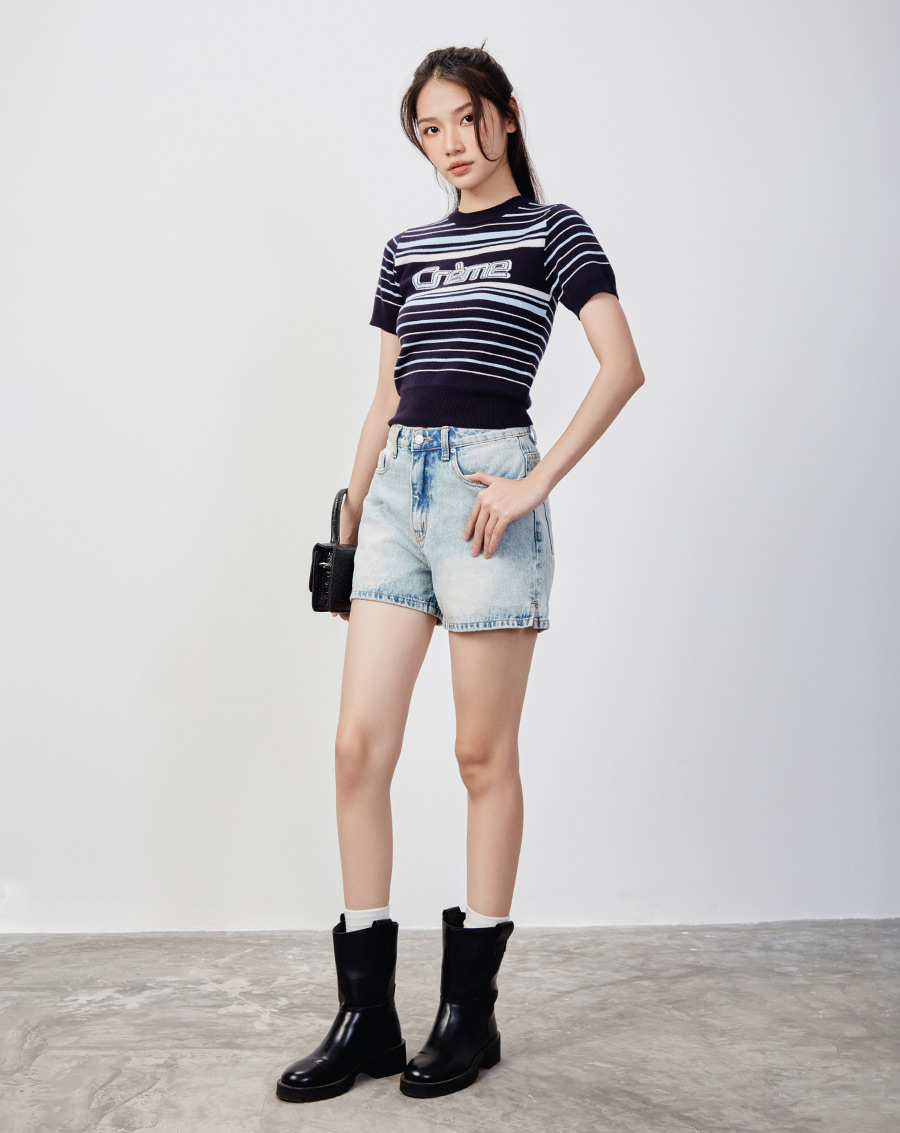 Áo dệt creme tay ngắn - Image 2