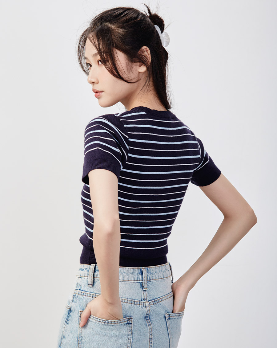 Áo dệt creme tay ngắn - Image 4