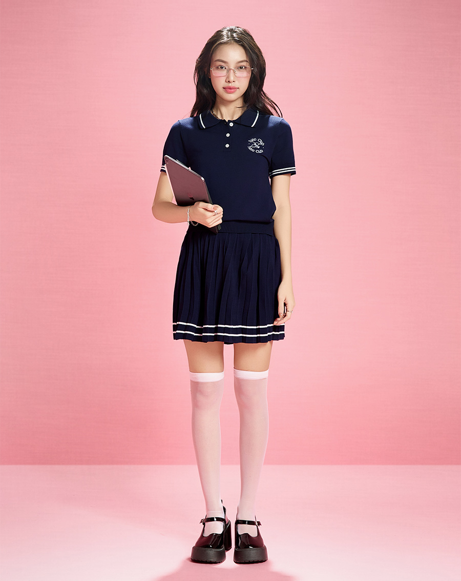 Áo dệt kim cổ polo thêu chữ - Image 2