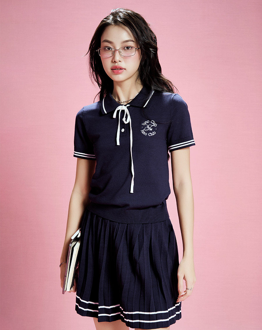 Áo dệt kim cổ polo thêu chữ - Image 3