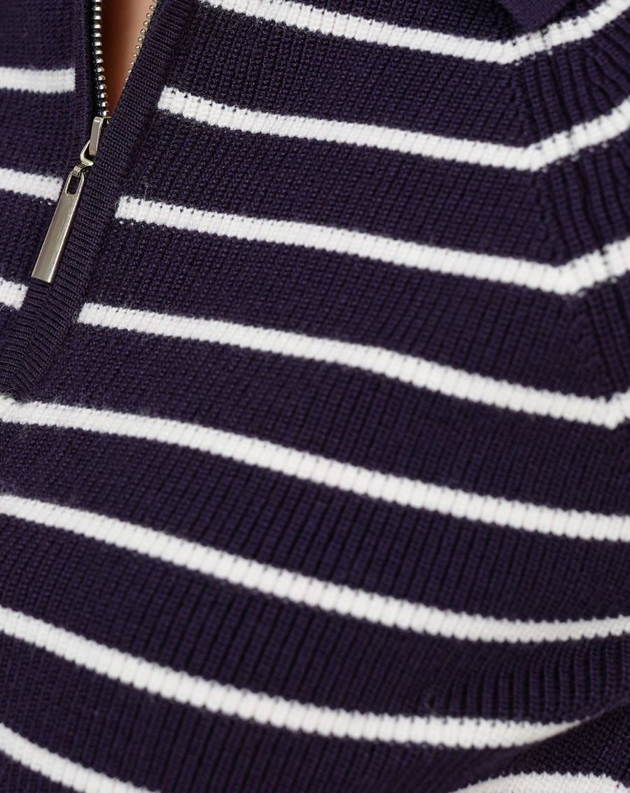 Áo dệt kim sọc ngang cổ polo - Image 4