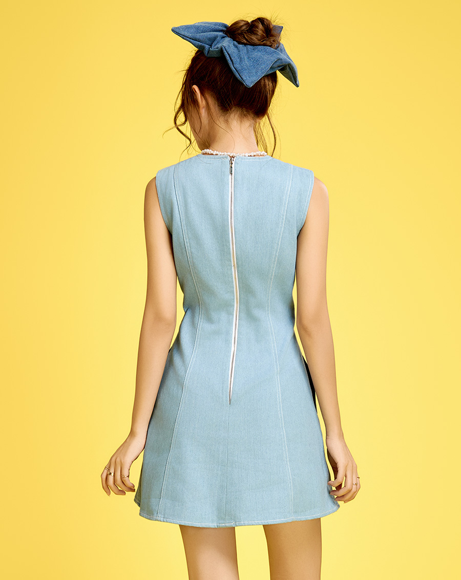 Đầm basic mini vải denim - Image 3