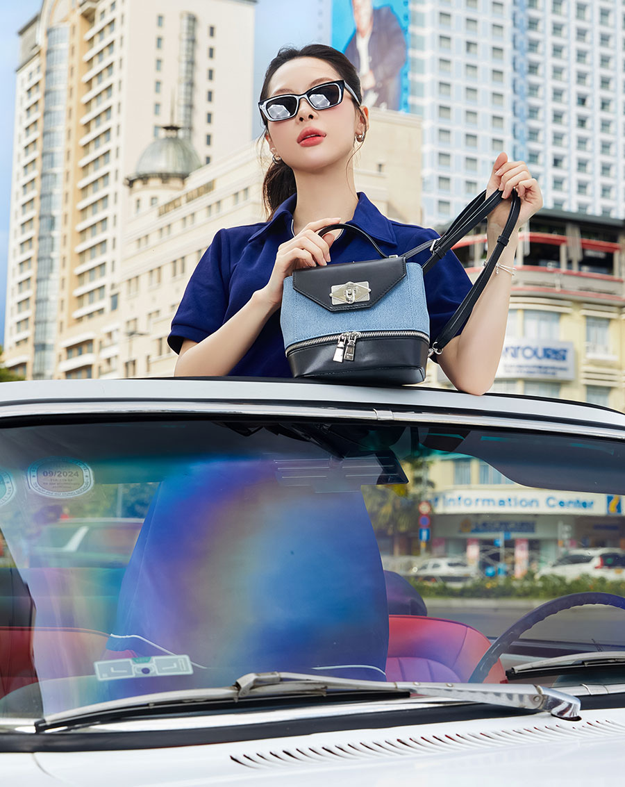 Balo Nắp Gập Phối Khoá Kéo Trang Trí - Image 2
