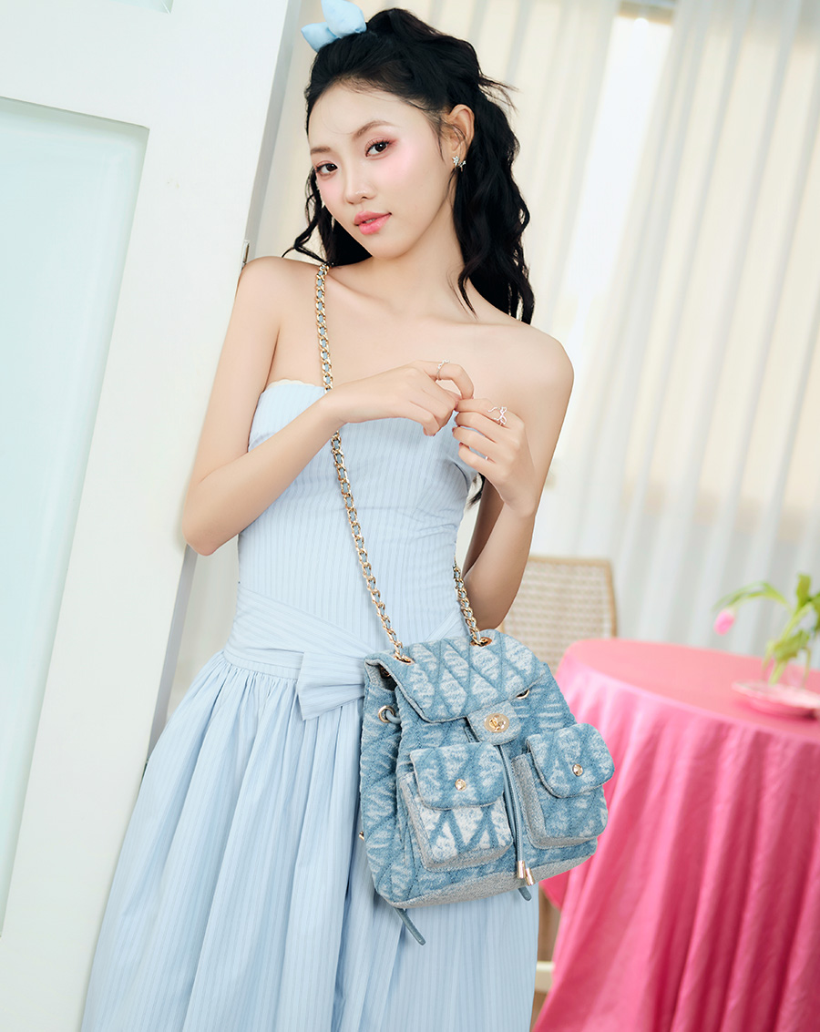 Balo Denim Nắp Gập Chần Bông - Image 2