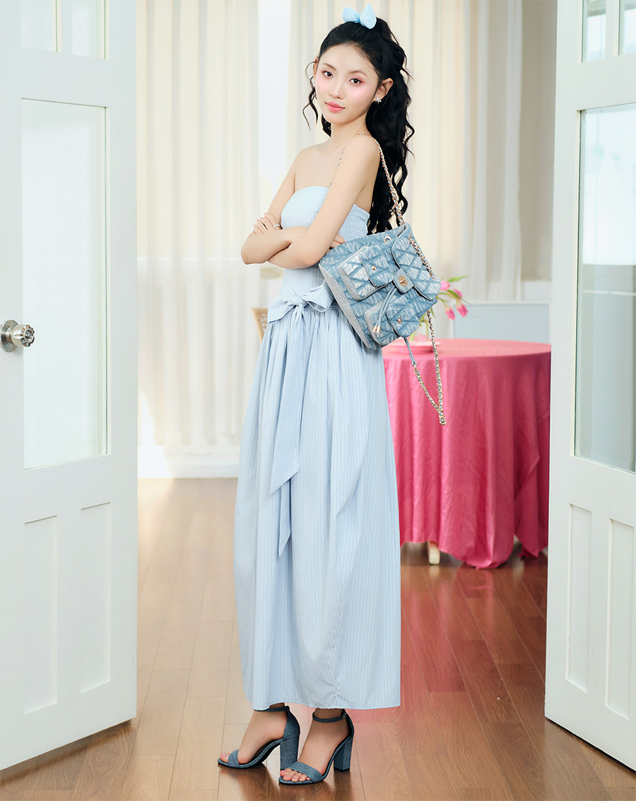 Balo Denim Nắp Gập Chần Bông - Image 3