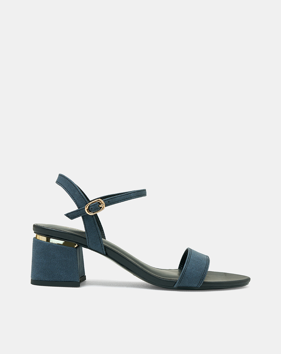 Giày Sandal Gót Vuông Quai Ngang Bản Lớn Quai Cổ Chân