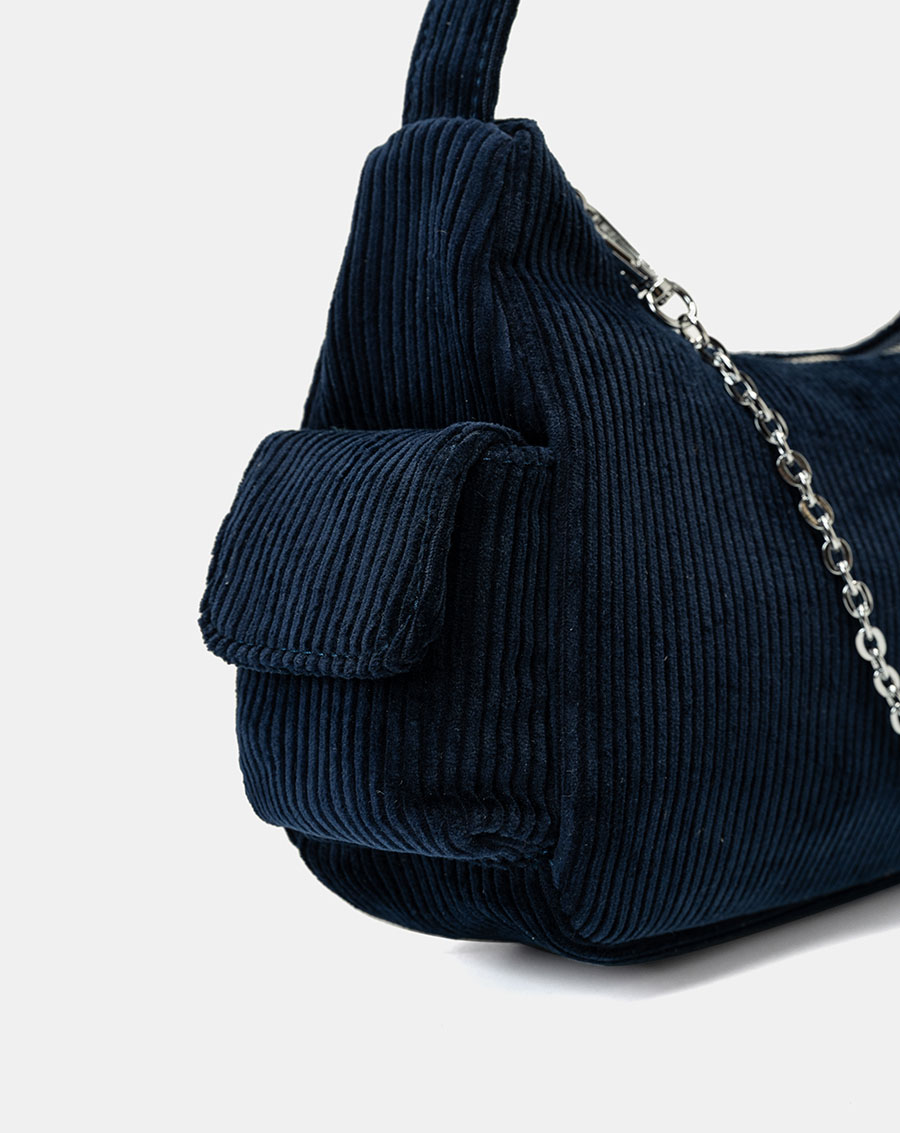 Túi Xách Nhỏ Đeo Vai Phối Vải Nhung Tăm - Image 4